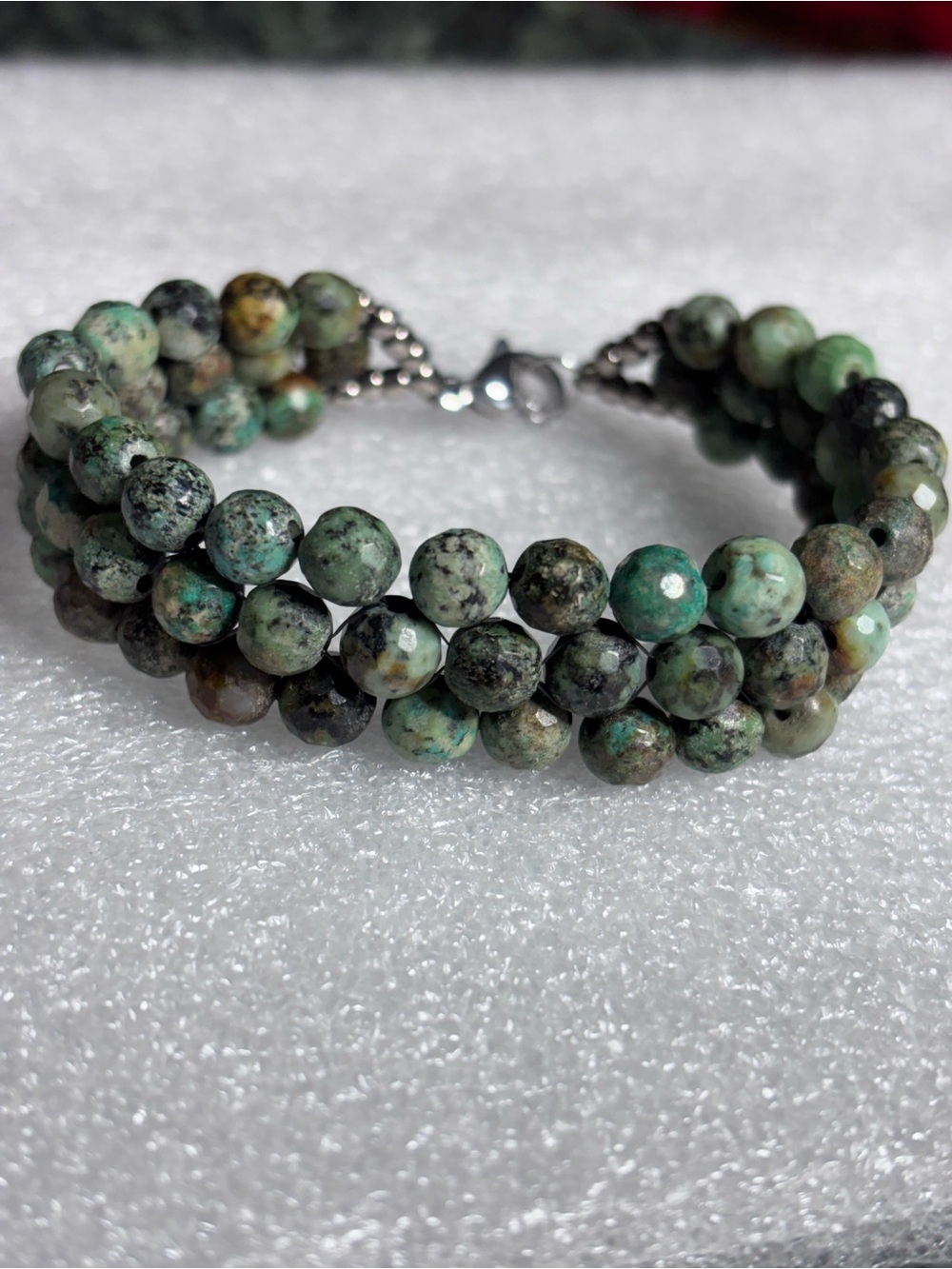 Handmade African Turquoise Multi-Strand Beaded Bracelet 7 inches